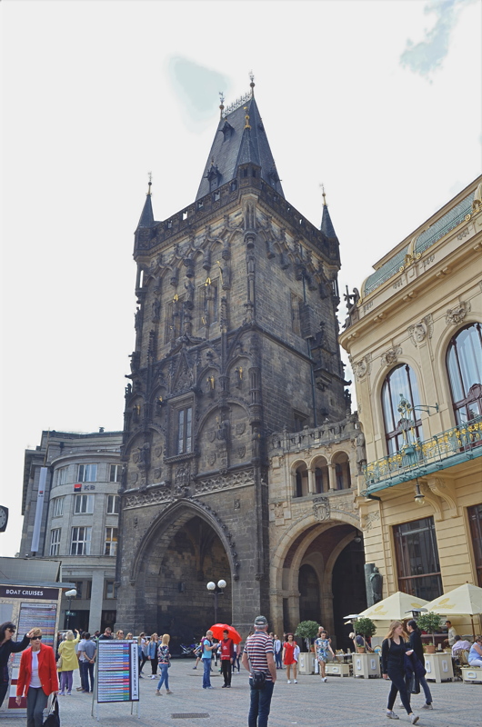 13 - The Powder Tower (Prašná brána) in Prague, Czech Republic, a monumental late-Gothic city gate that separates the Old Town from the New Town
